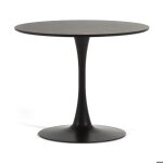 Table dintrieur - orlando - ronde 90 cm - mdf effet bois - base mtal anthracite - 4 places