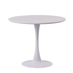 Table dintrieur - orlando - ronde 90 cm - mdf effet bois - base mtal - 4 places