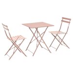 Table de jardin et 2 chaises 60 cm rose poudr� - oviala
