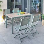 Table de jardin 4 places evasion beige lin / laurier - hesp�ride