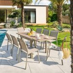 Table de jardin extensible 8 places piazza aluminium �poxy caf� - hesp�ride