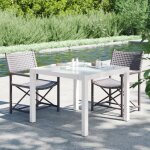 Table de jardin - akozon - 90x90x75cm - verre trempé - résine tressée - blanc Table de jardin - akozon - 90x90x75cm - verre trempé - résine tressée - blanc