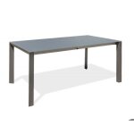Table de jardin aluminium honfleur gris anthracite plateau verre rallonge dcb garden tb250