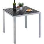 Table de jardin aluminium et wpc75x75x72cm table de balcon carre extrieurersistante aux intempriesgris ...
