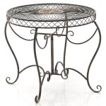 Table de jardin balcon terrasse design rustique hauteur 69 cm en metal bronze 10 0003051