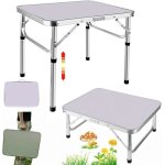 Table de jardin blanc aluminium mdf pliable 60 x 45 x 26 / 56 cm dayplus coffre table de camping rglable ...