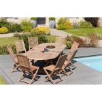 Table de jardin en bois teck extensible 200 - 300 x 120cm jarditeck