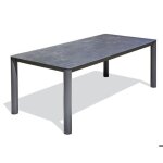 Table de jardin camargue 220x100 cm aluminium plateau cramique gris dcb garden
