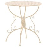 Table de jardin - cr�me - ronde - fer forg� - 74 cm - style rustique