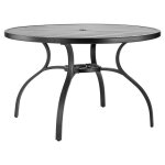 Table de jardin - duoku - ronde - acier au carbone - 1200 mm - ouverture pour parasol 38 mm