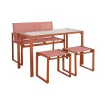 Table de jardin encastrable acier et textil�ne + 4 assises terracotta 125cm - tavena