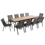 Table de jardin extensible 187 / 250 cm en aluminium et 10 chaises - oviala
