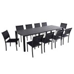 Table de jardin extensible aluminium 52 � 260 cm et 10 chaises gris - oviala