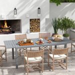 Table de jardin extensible en aluminium rectangulaire 6 - 8 personnes dim. 180 / 240l x 94l x 73h cm ...