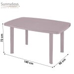 Table de jardin - sunnydays - faro - taupe - 140x90 cm - r�sine synth�tique