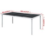 Table de jardin jili avec dessus de table robuste 190x90x74 cm noir acier tt824
