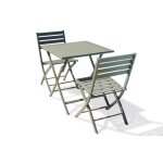 Table de jardin marius - tb70 - kaki pliante et 2 chaises marius - cp - kaki pliantes