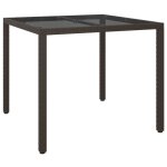 Table de jardin - marron - 90x90 cm - poly rotin synth�tique - 4 personnes