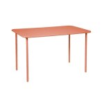 Table de jardin m�tal 4 places. tomette. amelia. 120x70cm. traitement antirouille. lattes et bords arrondis ...