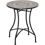 Table de jardin table mosa�que table bistro ronde avec panneau mosa�que en c�ramique vert beige blanc ...