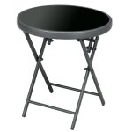 Table de jardin - outsunny - pliante - plateau en verre tremp structure en acier - ronde de 45cm - pour ...