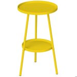 Table de jardin - outsunny - ronde - 2 niveaux - pour terrasse salon balcon - en m�tal - jaune