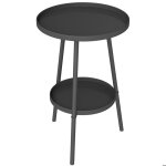 Table de jardin - outsunny - ronde - 2 niveaux - pour terrasse salon balcon - en m�tal - noir