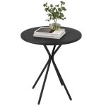 Table de jardin - outsunny - ronde  60 cm - cadre en acier - charge de 50 kg - pour intrieur et extrieur ...