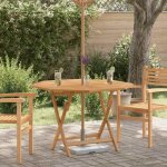 Table de jardin pliable en teck - vidaxl - 110x110x75 cm - bois massif de teck - trou de parasol 5 cm ...