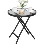 Table de jardin pliante table de balcon ronde table dappoint extérieure en verre trempé noir + transparent ... Table de jardin pliante table de balcon ronde table dappoint extérieure en verre trempé noir + transparent ...