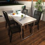 Table de jardin pliante portable en alliage daluminium / 120cm / pliable pour la terrasse le camping ...