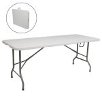 Table de jardin pliante - rectangulaire - (183 x 76 x 74) cm - blanc