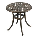 Table de jardin relaxdays trou pour parasol �53 x h53 cm alu moul� r�sistant antique ronde balcon noir ...