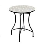 Table de jardin ronde bistrot ? mosaque dcorative ? mtal noir ? 60xh71 cm