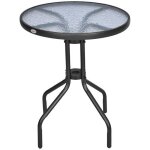 Table de jardin ronde en m�tal avec plateau en verre de s�curit� diam�tre 60 cm hauteur 70 cm parfaite ...