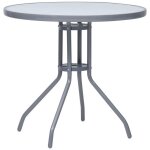 Table de jardin ronde - vidaxl - 80 cm - gris clair - acier et verre - diam�tre 80 cm - �paisseur du ...