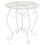 Table de jardin - rustique - fer forg - blanc - rond - 4 personnes