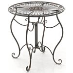 Table de jardin - rustique - fer forg - bronze - ronde - 4 personnes