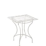 Table de jardin - design rustique - fer forg - blanc vieilli - 60x60 cm - extrieur