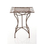 Table de jardin terrasse balcon design rustique en fer forge marron vieilli 10 0003814