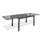 Table de jardin tolede (135 / 270x90 cm) en aluminium et plateau verre avec rallonge intgre - gris ...
