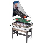 Table de jeux 4 en 1 - babyfoot barres tlescopiques ping pong hockey basket