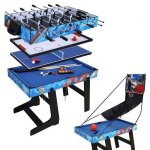 Table de jeu 5 en 1 hlc table de ping - pong table de billard baby - foot air hockey basket table multi ...