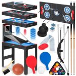 Table de jeu 5 en 1 - janshop - ns - 810 - noir - 5 jeux inclus - accessoires complets - plateaux interchangea ...