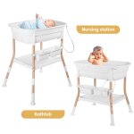 Table  langer bb avec baignoire pliablerglable en hauteurpour 0 - 24moiscapacit de 50 kgblanc