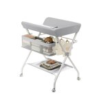 Table  langer pliable et portable avec roulettes et panier hauteur rglable cadre mtallique tissu oxford ...