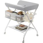 Table � langer pliable et portable avec roulettes et panier hauteur r�glable cadre m�tallique tissu oxford ...