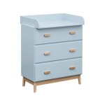 Table  langer rebecca mobili deble 100x80x42 mdf bois bleu ciel marron scandinave