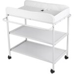 Table  langer  roulettes pour bb - ruii - blanc - bois