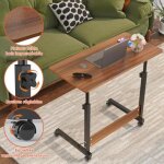 Table de lit roulante table dordinateur rglable en hauteur table dappoint mobile avec roulettes 360 ...